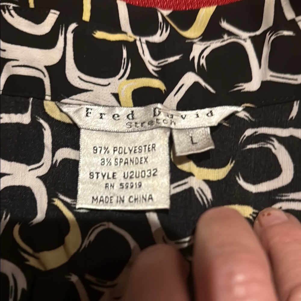 Fred David Black And White Patterned Top - image 5